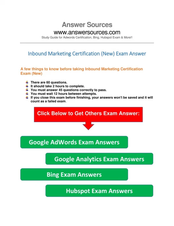 Inbound marketing exam answers