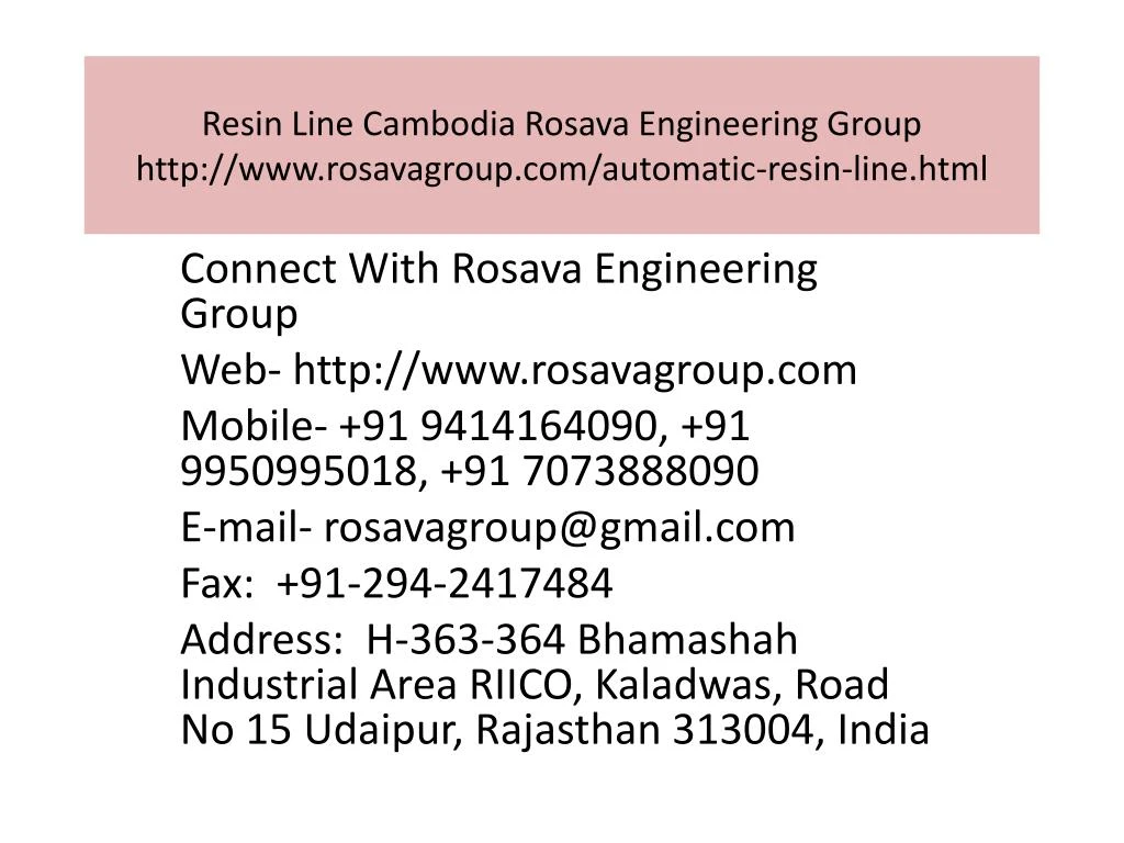 resin line cambodia rosava engineering group http www rosavagroup com automatic resin line html
