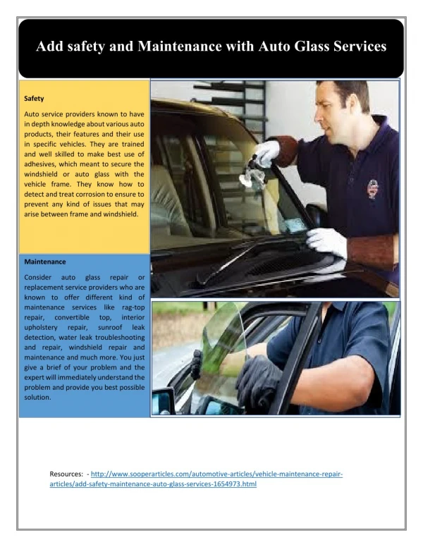 Add safety and maintenance with auto glass services