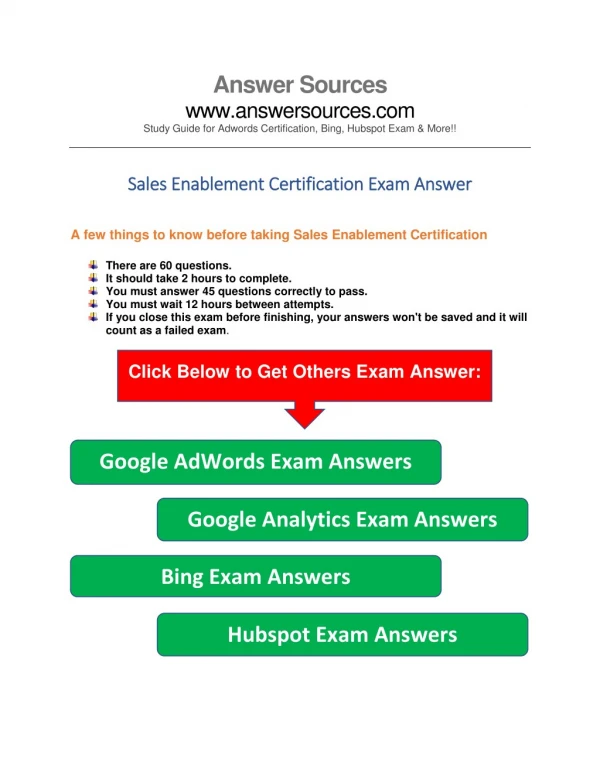 Sales enablement- exam answer