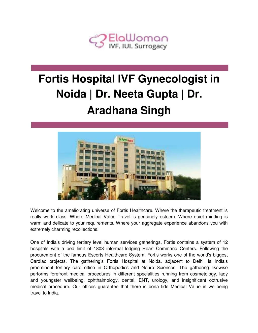 fortis hospital ivf gynecologist in noida dr neeta gupta dr aradhana singh