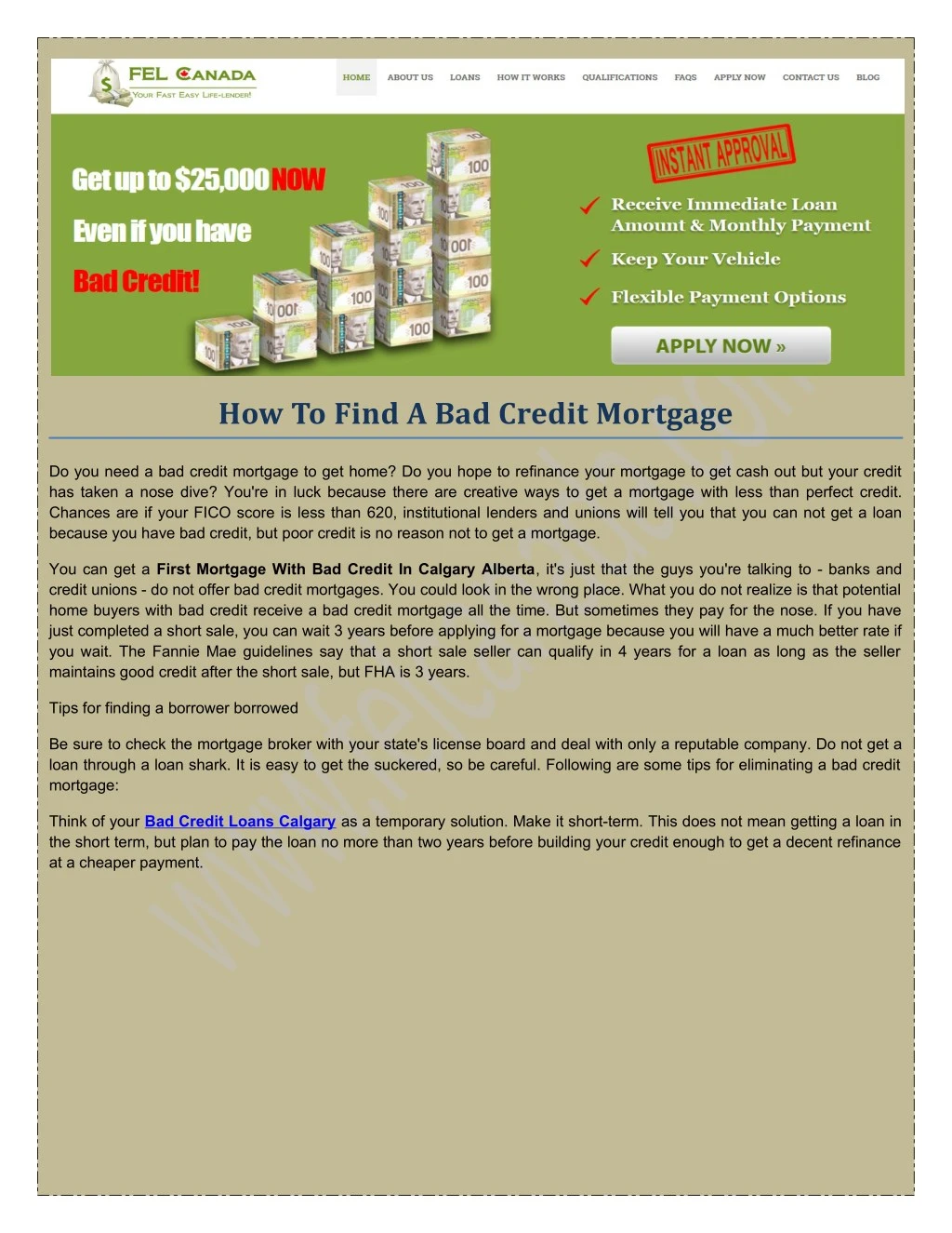 how to find a bad credit mortgage