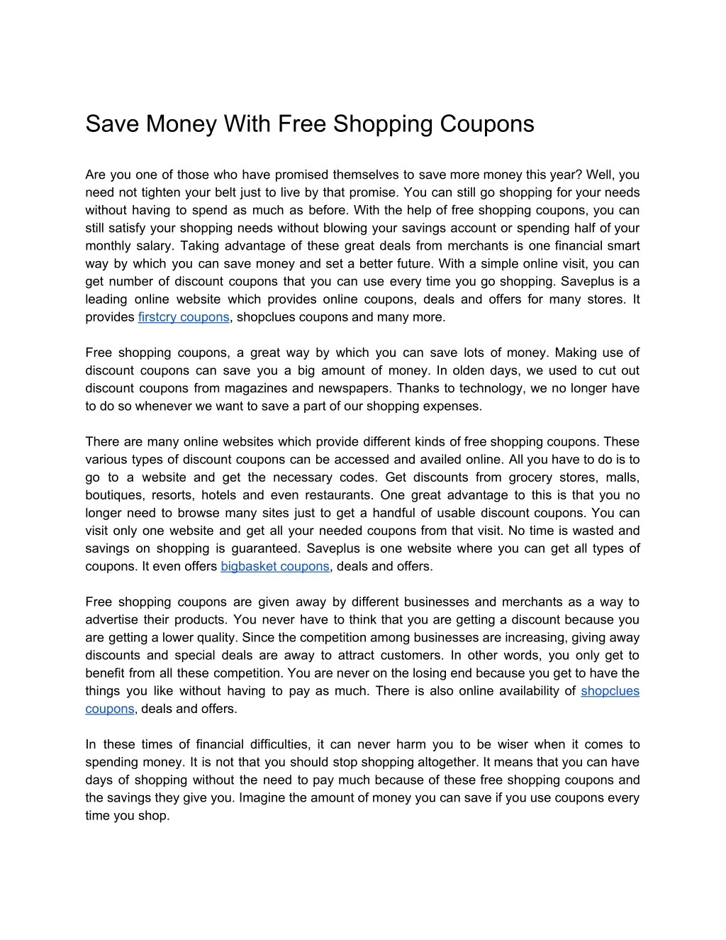 save money with free shopping coupons