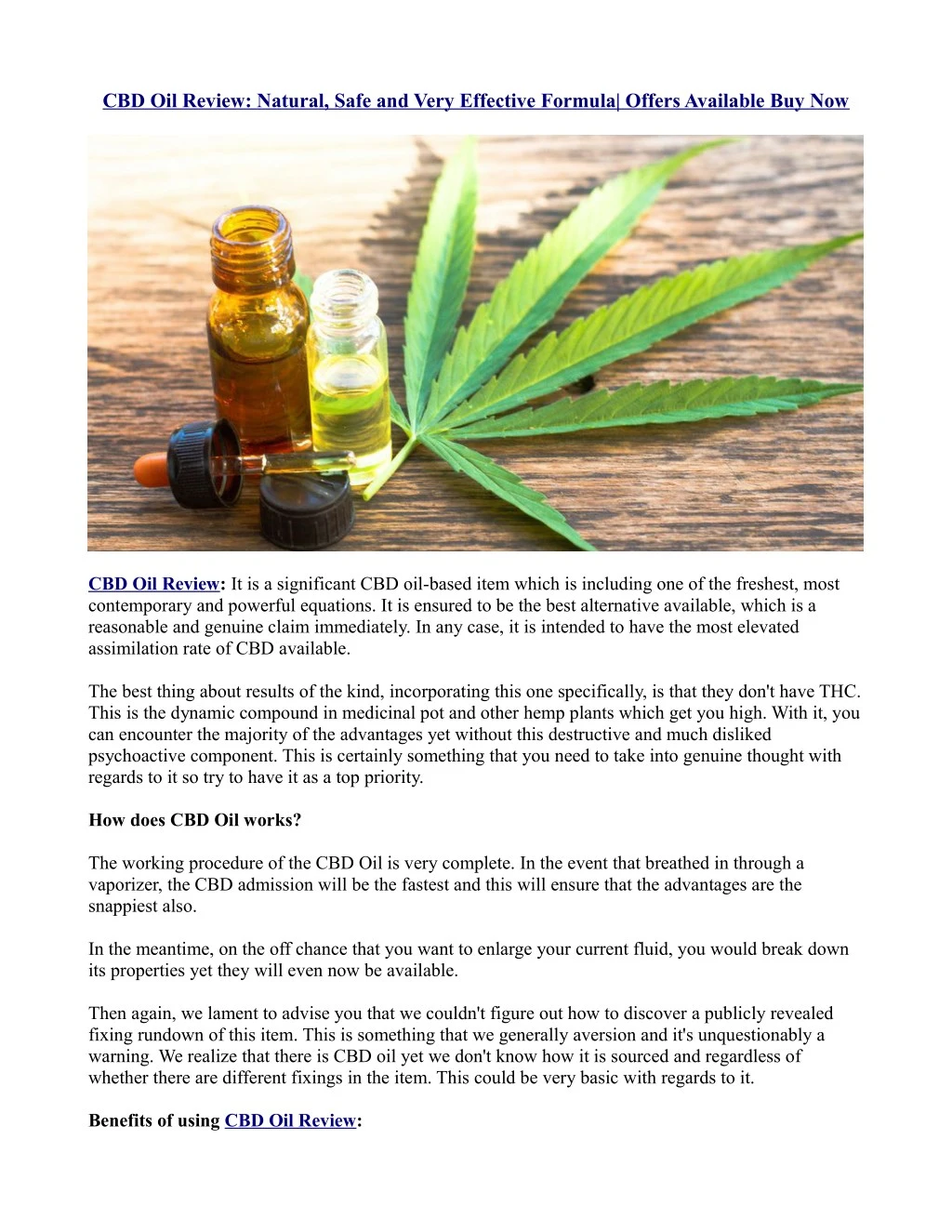 cbd oil review natural safe and very effective