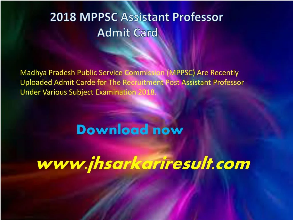 2018 mppsc assistant professor admit card