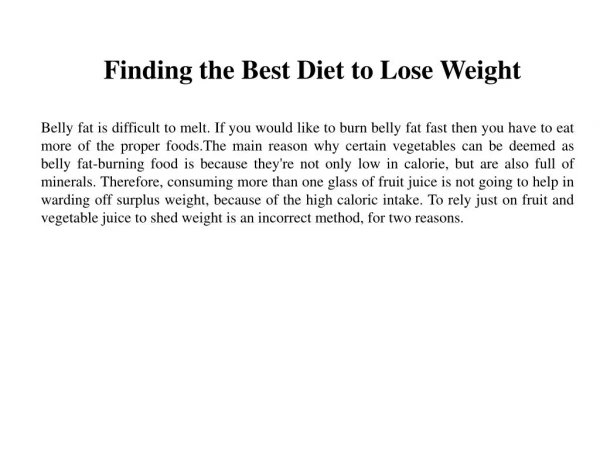 Finding the Best Diet to Lose Weight