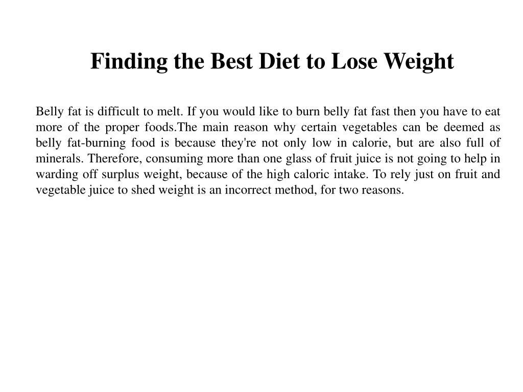 finding the best diet to lose weight