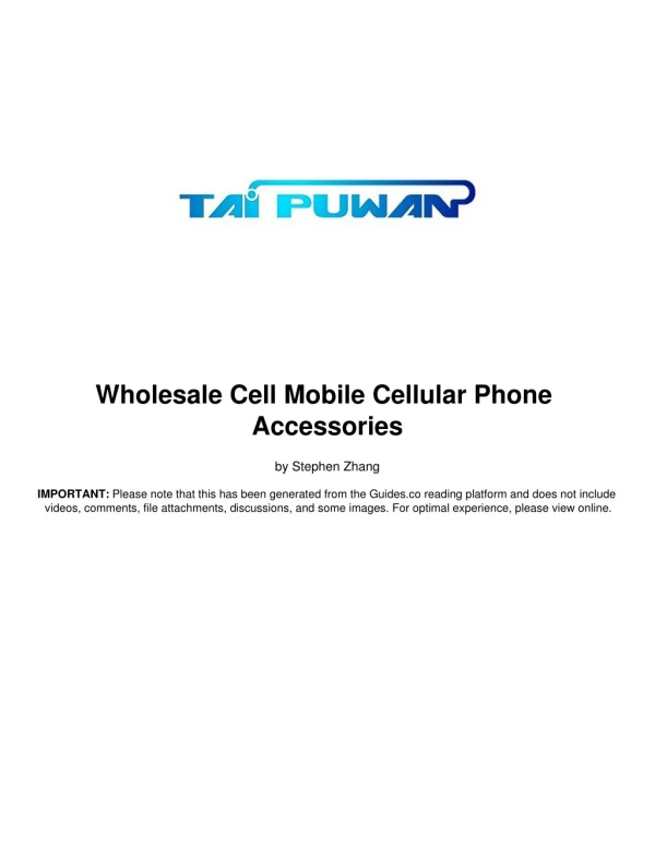 Wholesale Cell Mobile Cellular Phone Accessories and Consumer Electronics from Shenzhen Tai Puwan Technology Co., Ltd -