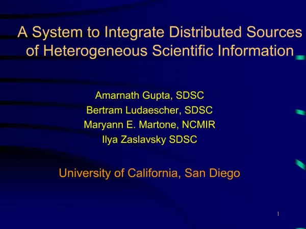 A System to Integrate Distributed Sources of Heterogeneous Scientific Information
