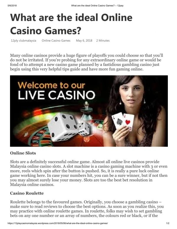 What are the ideal Online Casino Games?