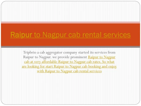 Raipur to Nagpur cab rental services