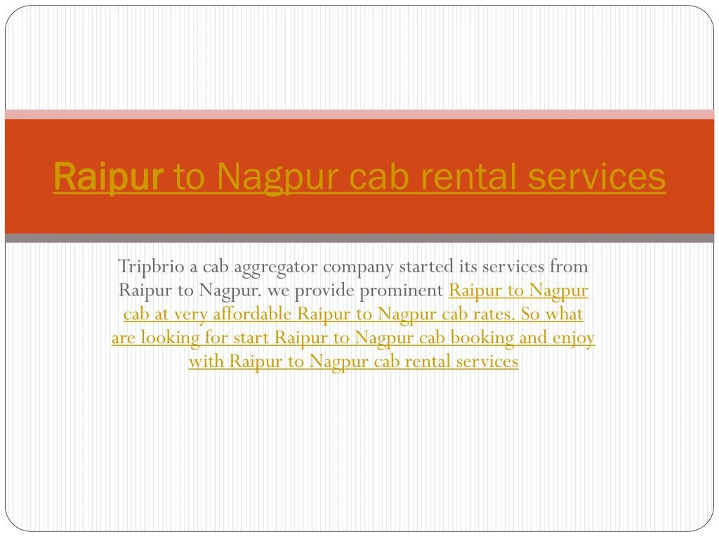 raipur to nagpur cab rental services