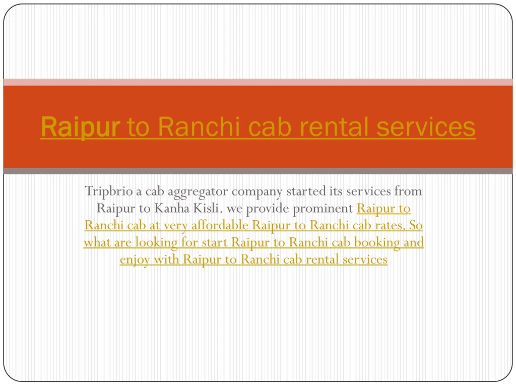 raipur raipur to ranchi cab rental services