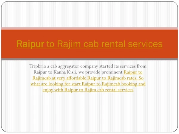 Raipur to rajim cab rental services