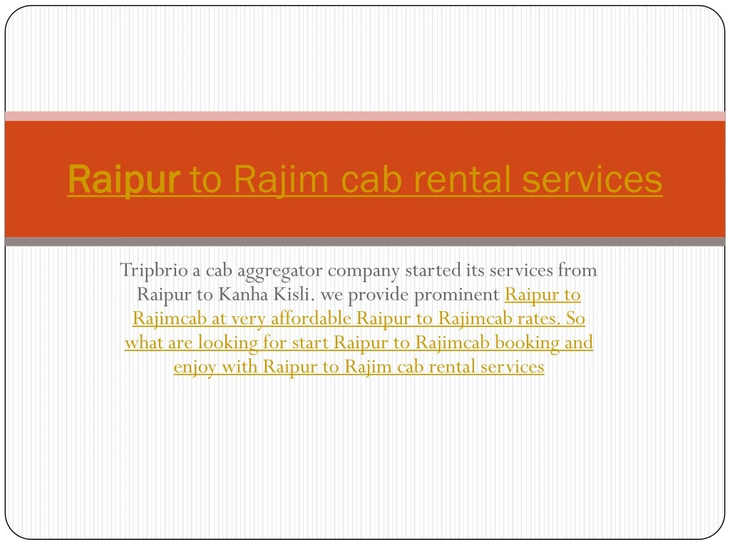 raipur raipur to rajim cab rental services