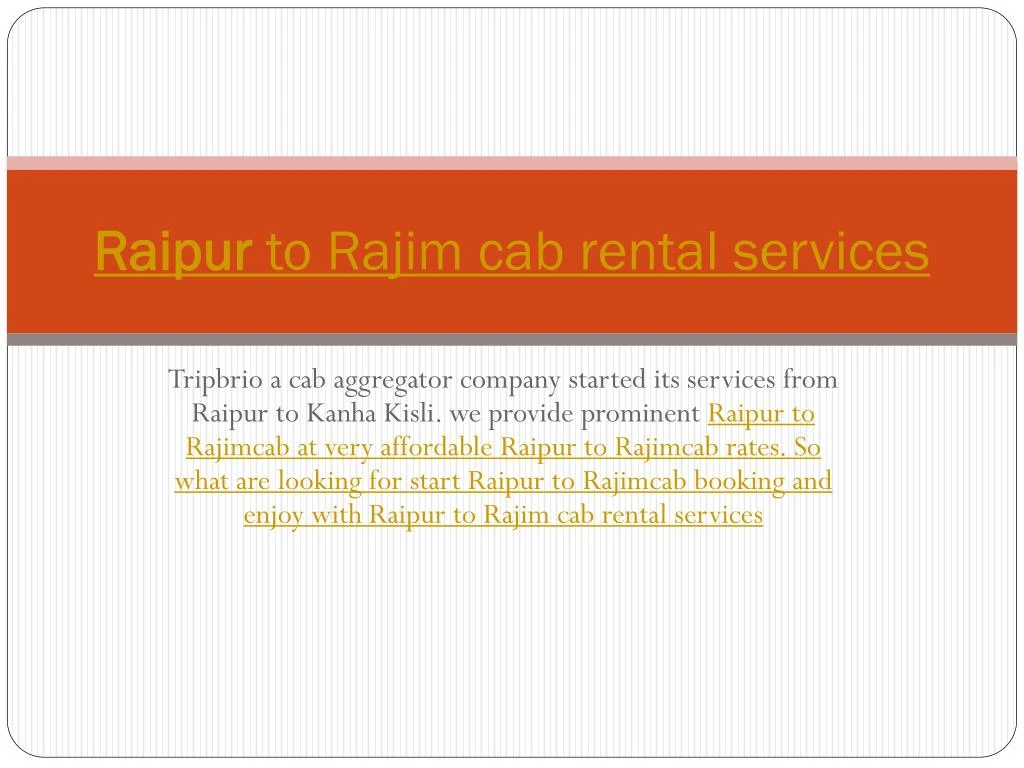 raipur to rajim cab rental services