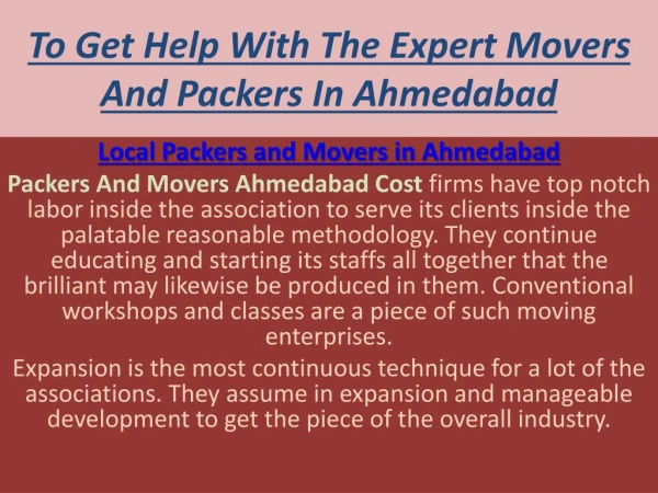 To Get Help With The Expert Movers And Packers In Ahmedabad