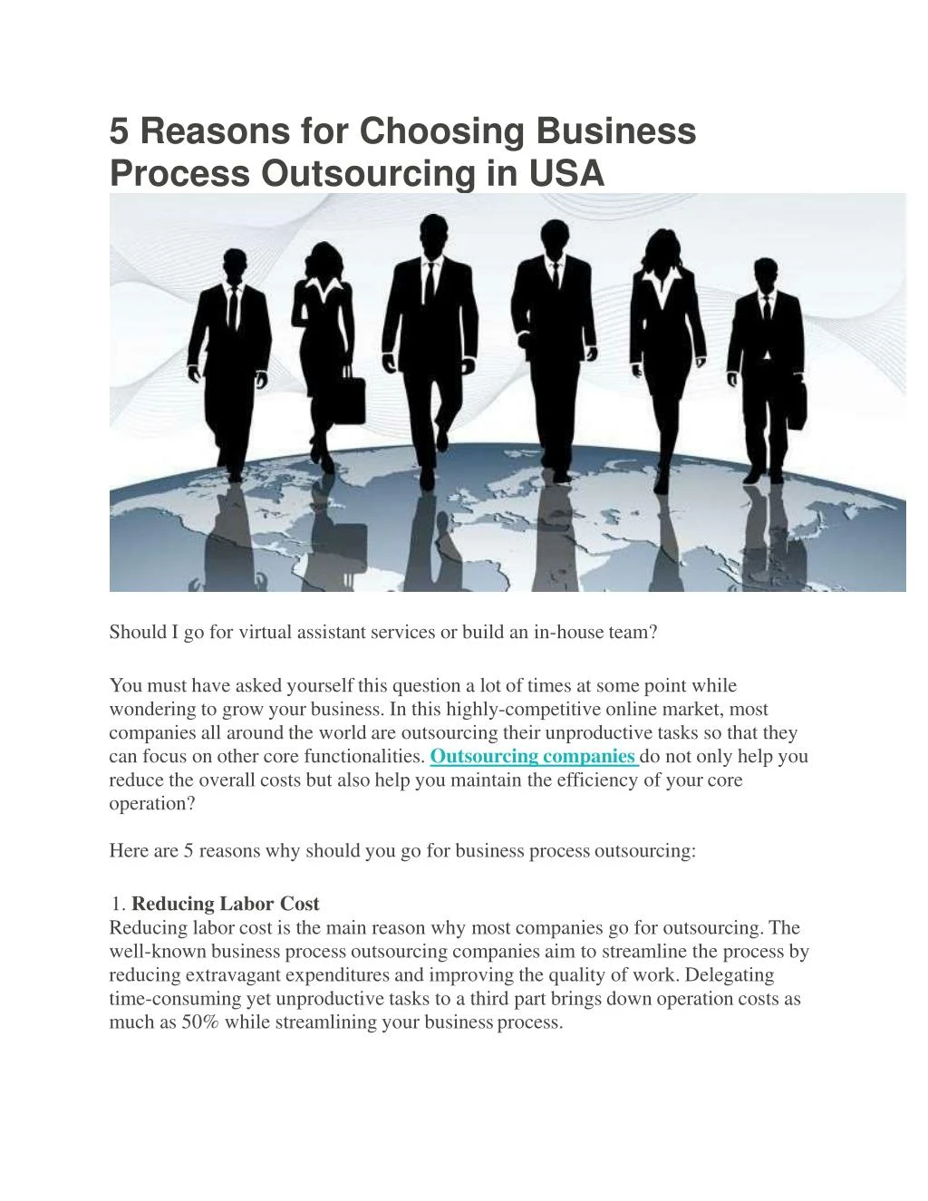 5 reasons for choosing business process outsourcing in usa