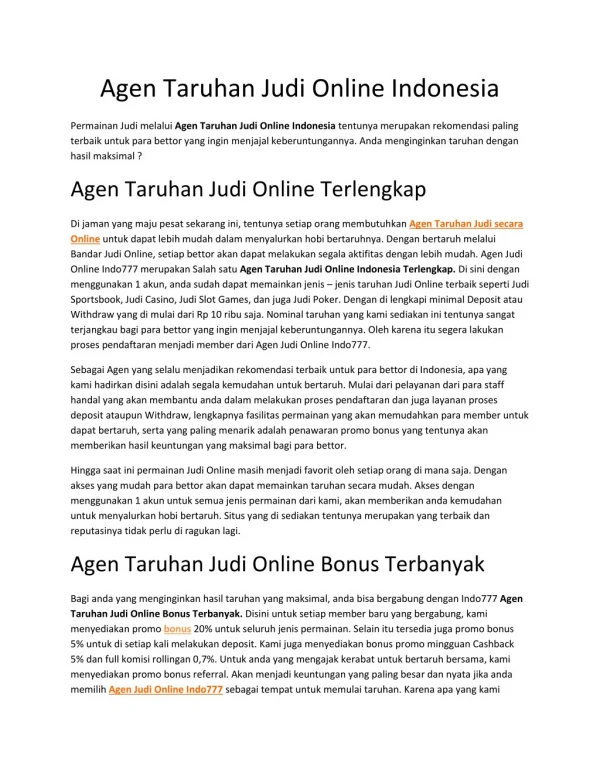 Judi Online Indonesia