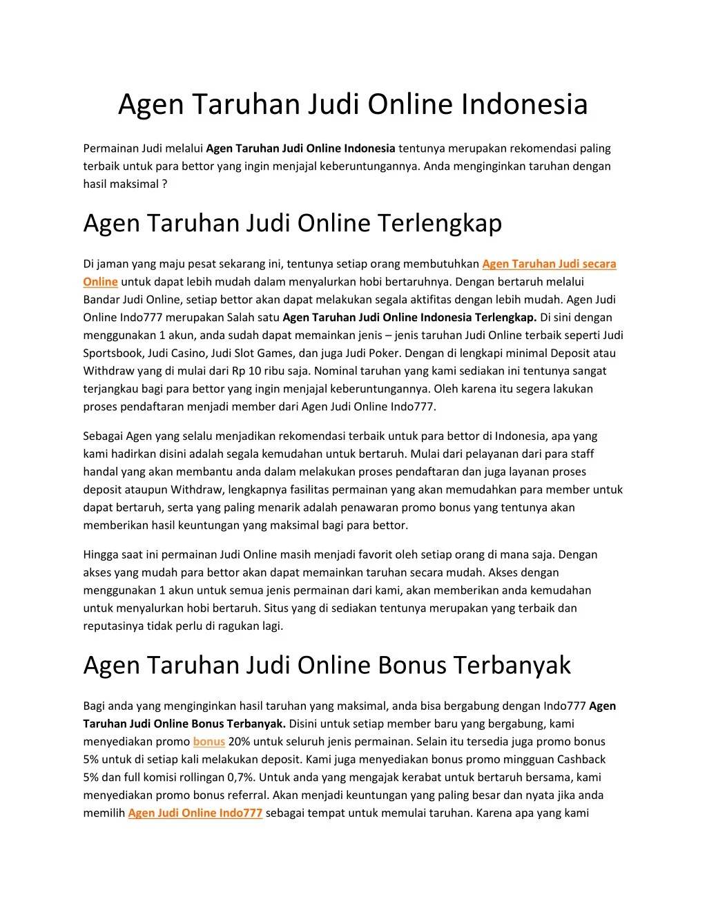 agen taruhan judi online indonesia