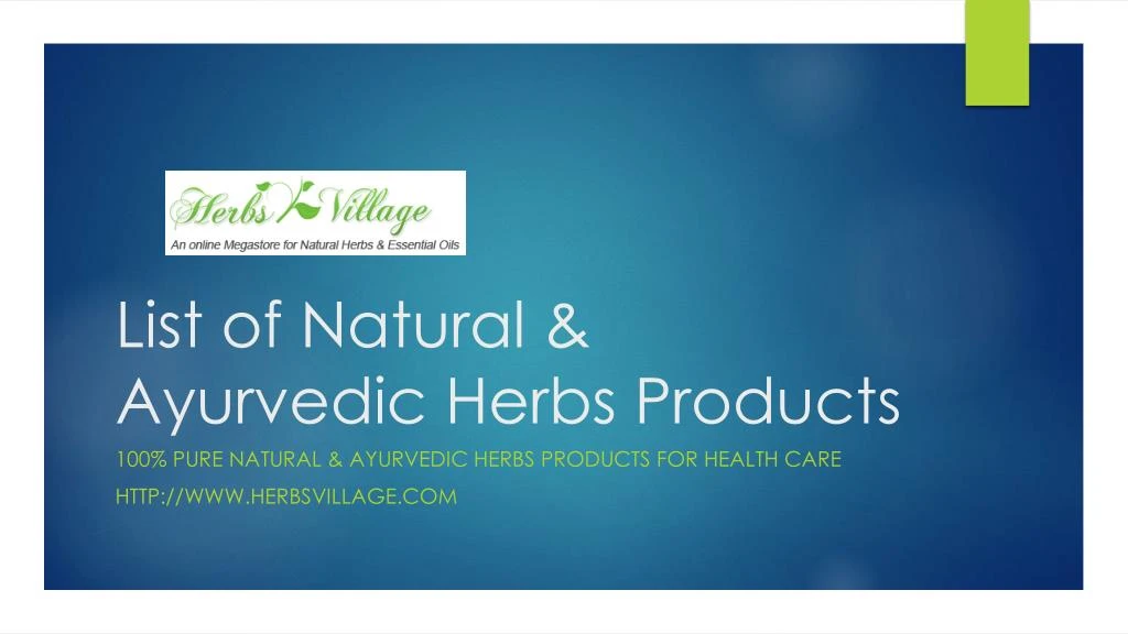 list of natural ayurvedic herbs products