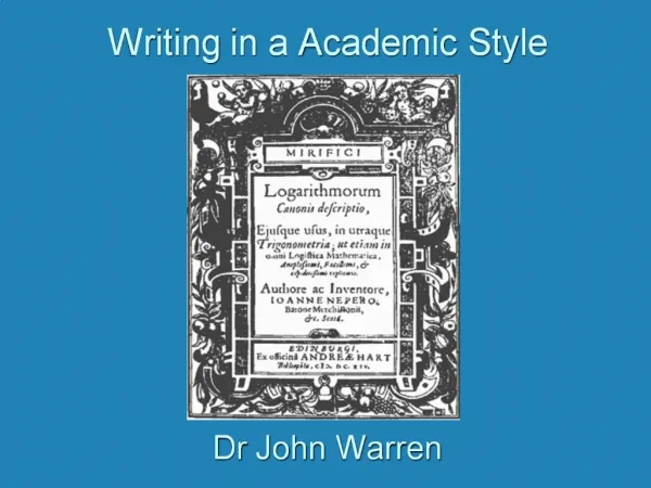 Writing in a Academic Style
