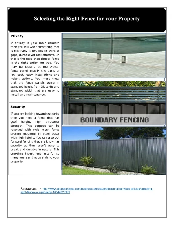 Selecting the right fence for your property