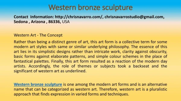 Western Art: Bronze Sculpture Is Creatively Wonderful