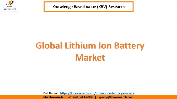 Global Lithium Ion Battery Market Segmentation
