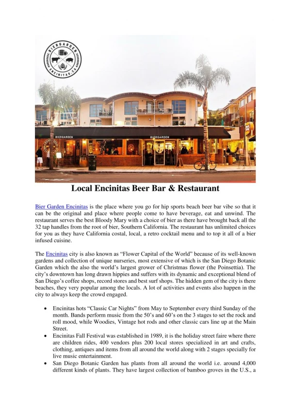 local encinitas beer bar restaurant bier garden