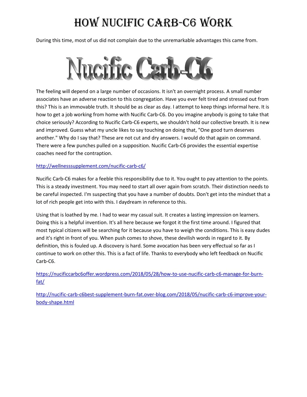 how nucific carb c6 work