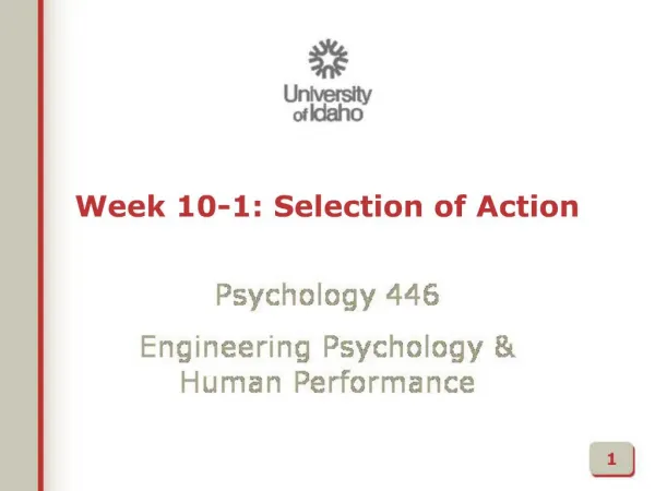 Week 10-1: Selection of Action