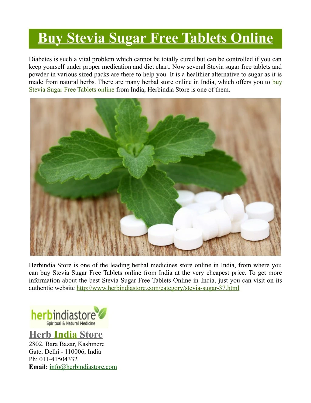 buy stevia sugar free tablets online