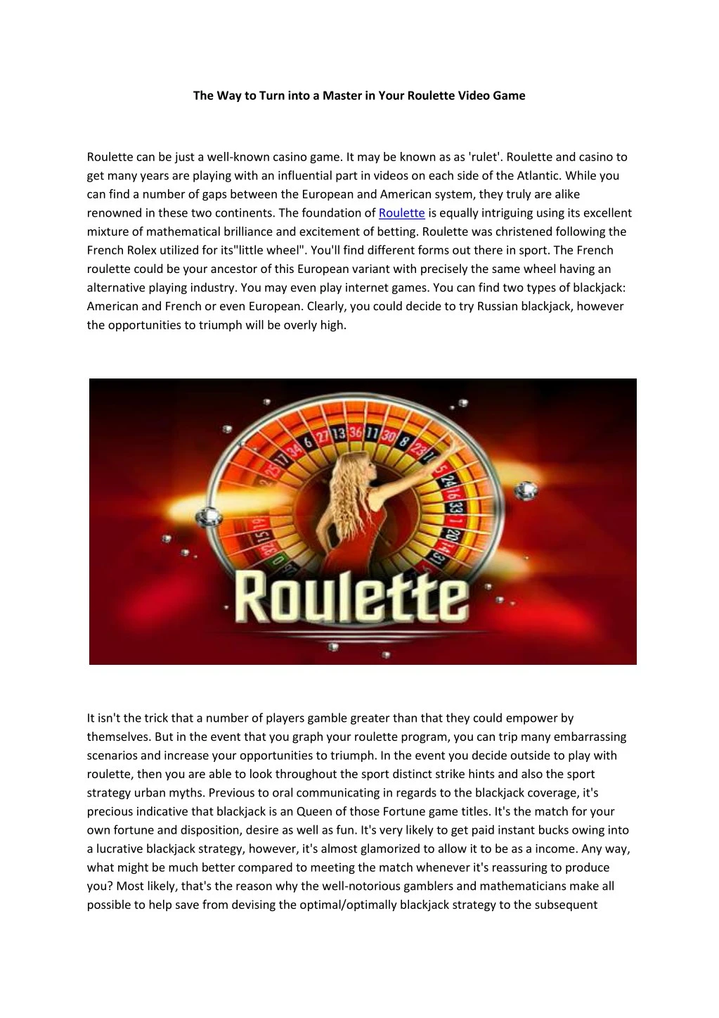 the way to turn into a master in your roulette