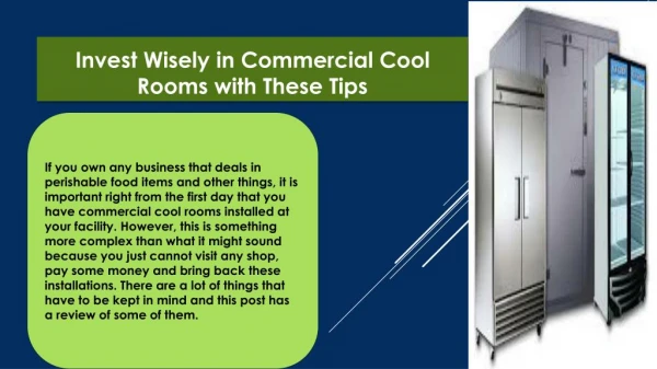 Invest Wisely in Commercial Cool Rooms with These Tips