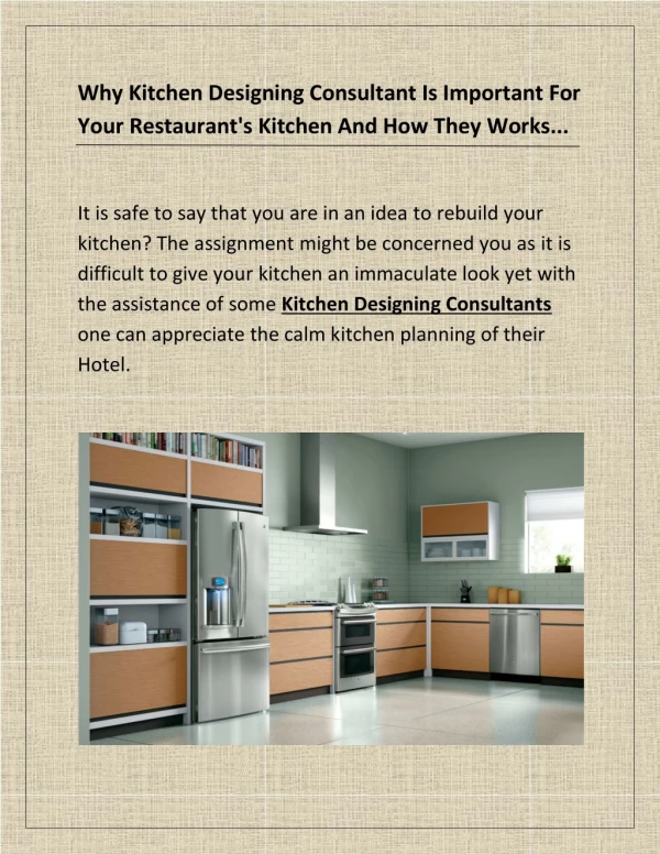 Why Kitchen Designing Consultant Is Important For Your Restaurant's Kitchen And How They Works…