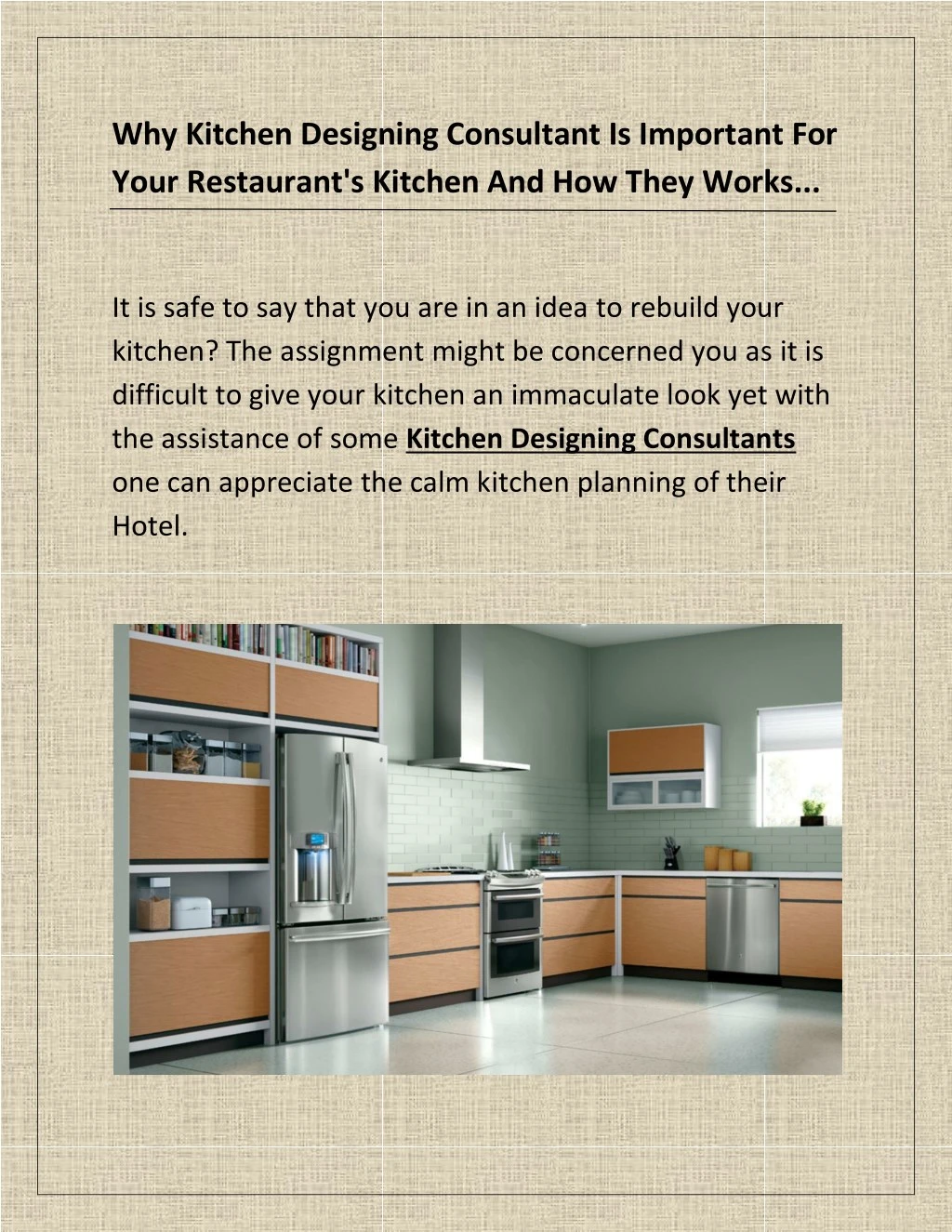 why kitchen designing consultant is important