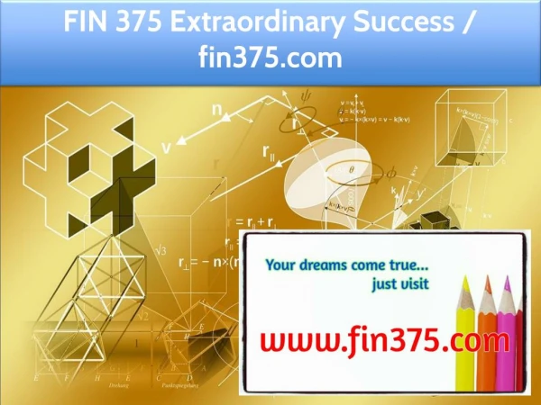 FIN 375 Extraordinary Success / fin375.com