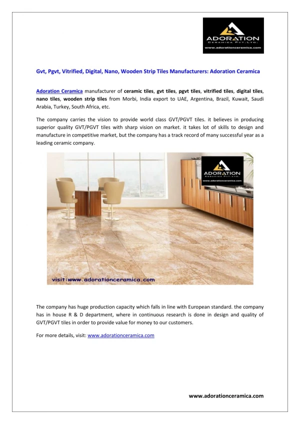 gvt, pgvt, vitrified, digital wall tiles manufacturers and exporter : Adoration Ceramica