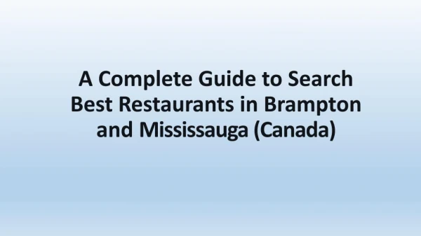 Search Best Restaurants in Mississauga