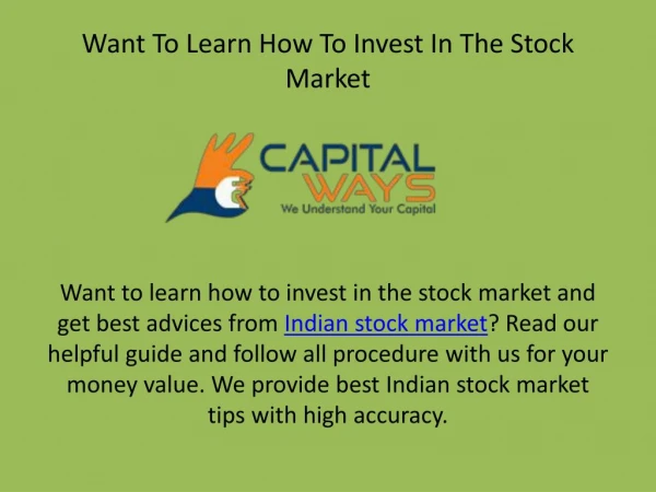 Want to learn how to invest in the stock market