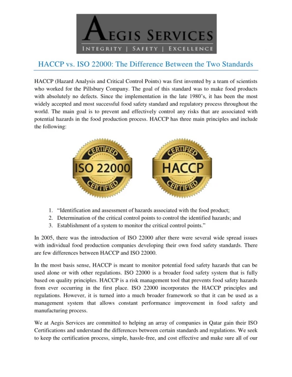HACCP vs. ISO 22000: The Difference Between the Two Standards
