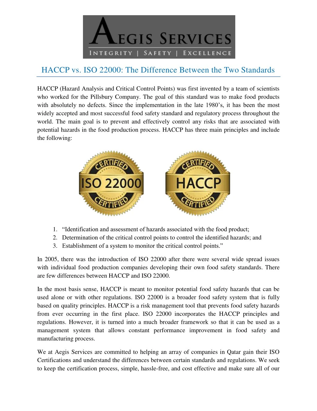 haccp vs iso 22000 the difference between