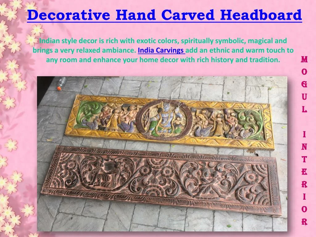 decorative hand carved headboard