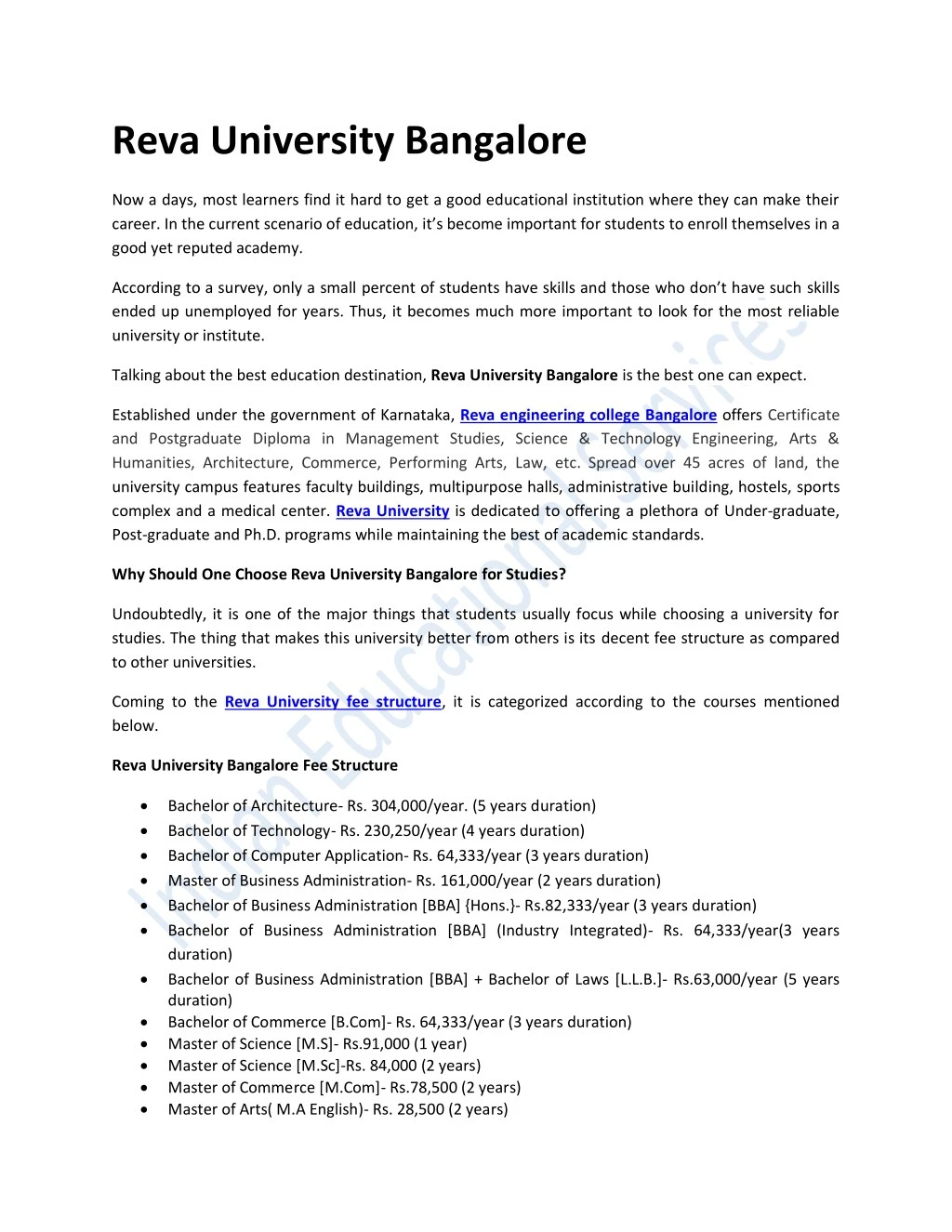 reva university bangalore