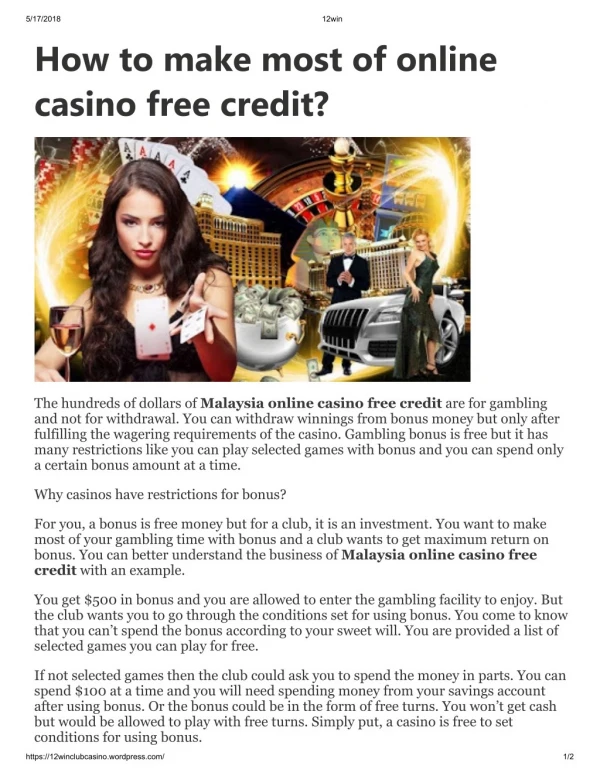 How to make most of online casino free credit?
