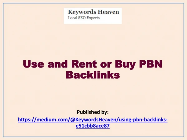 Use and Rent or Buy PBN Backlinks