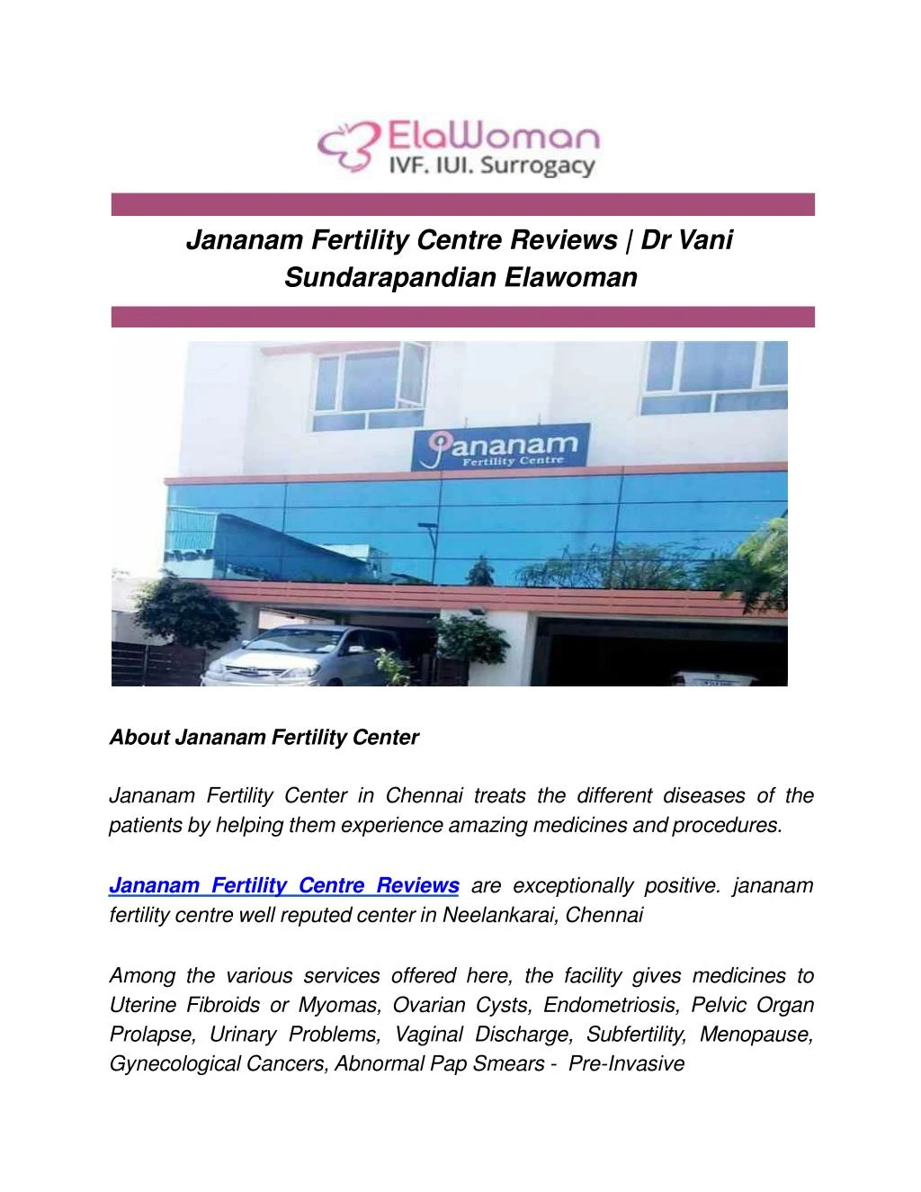 jananam fertility centre reviews dr vani