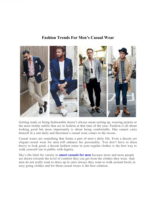 Fashion Trends For Men’s Casual Wear