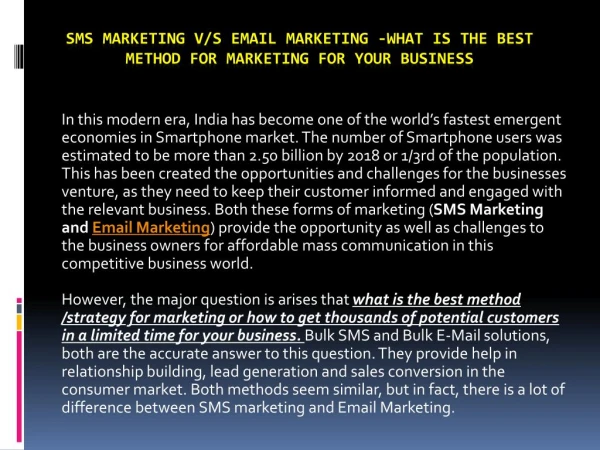 SMS marketing v/s email marketing -What is the best method for marketing for your business